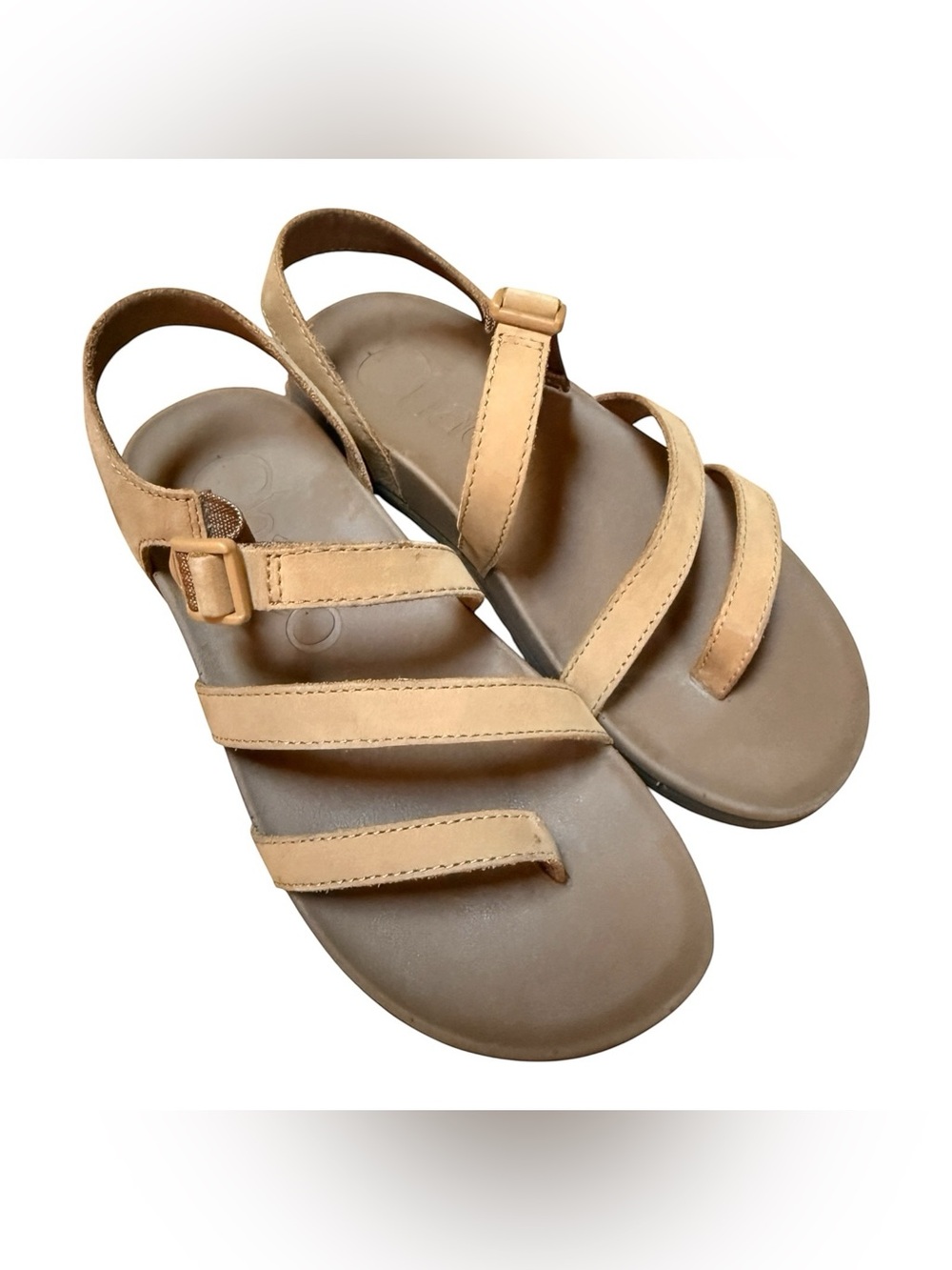 Chaco Women's Sz 7 Brown Leather Lowdown Strappy Sandals Flats